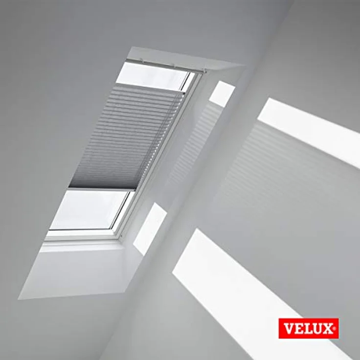 Velux Dachfensterplissee FHL MK08 1282S, Manuelles Plissee in Grau (Farbe Schiene: Aluminium) mit stufenloser Positionierung – Bild 3
