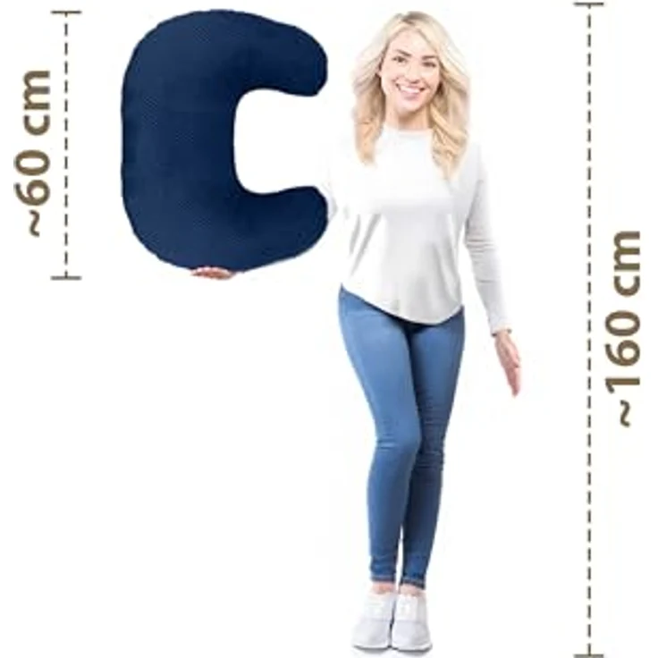 Amilian Stillkissen - Stillmond - Schwangerschaftskissen - Lagerungskissen, Schwangerschaftskissen klein - Kissen für Stillzeit - pregnancy pillow, mit Füllung und abnehmbarem Bezug - maschinenwaschbar – Bild 4