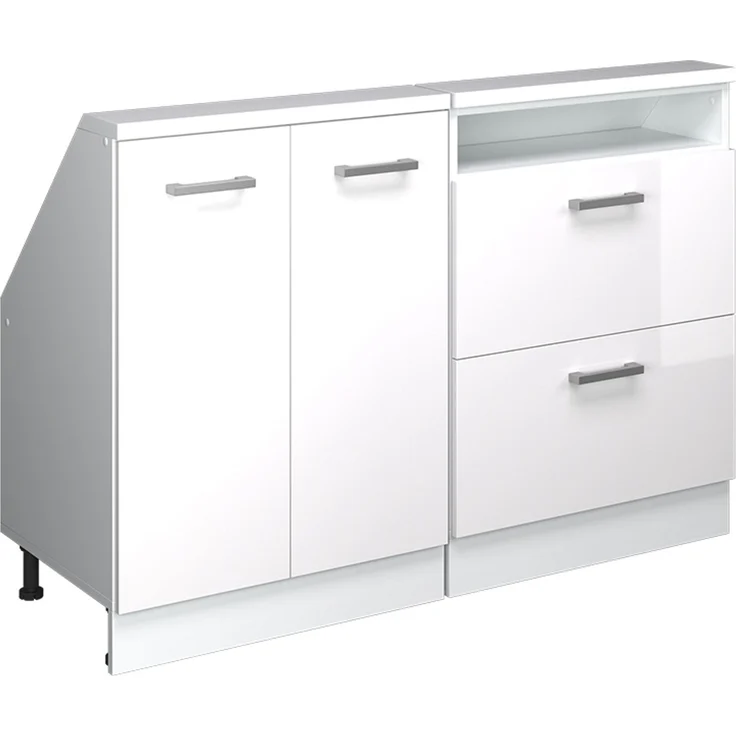 Küchenschrank für Dachschrägen R-Line Weiß Hochglanz 120 cm 2er Set Vicco – Bild 1