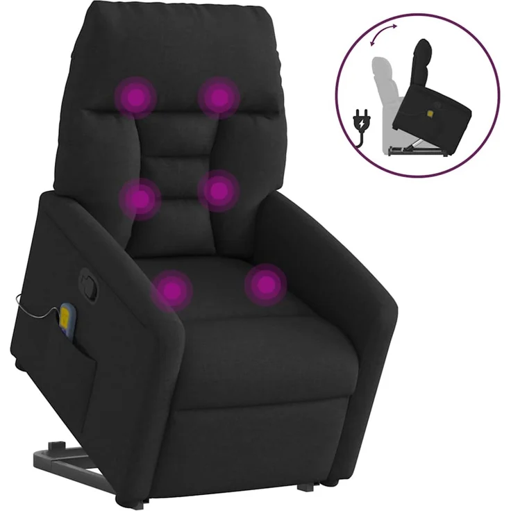vidaXL Massagesessel mit Aufstehhilfe Schwarz Stoff 3303044 – Bild 1