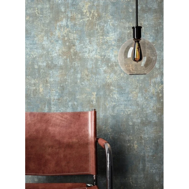 Newroom Vliestapete, Blau Tapete Modern Putz - Betonoptik Betonwand Braun Gold Industrial Bauhaus Beton Metallic für Schlafzimmer Wohnzimmer Küche – Bild 3