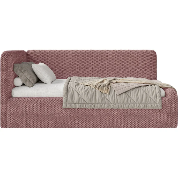 Selsey Fanko –Jugendbett 90x200 cm mit Kopfteil links, Plüsch, Rosa – Bild 6