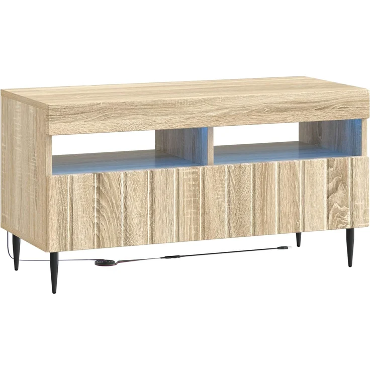 vidaXL 3-teiliges LED TV Regal ZWOLLE Sonoma-Eiche Holzwerkstoff 3416516 – Bild 5