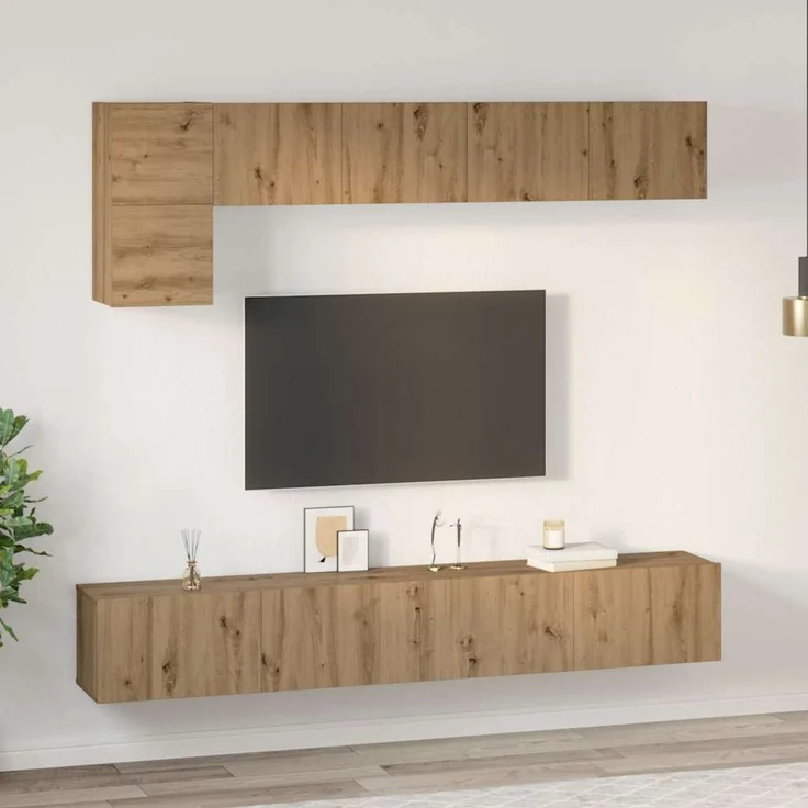 vidaXL TV-Schrankset Wandmontiert 5 pcs Artisan-Eiche Holzwerkstoff 3393197 – Bild 3