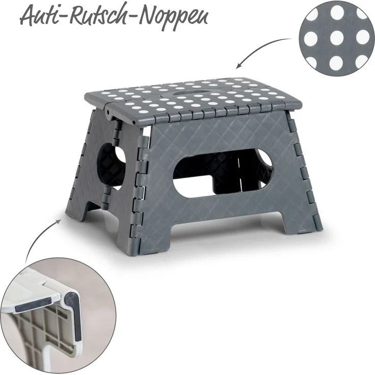 ZELLER Klapphocker 13031 aus Kunststoff, anthrazit / Tritt / Klappstiege – Bild 4