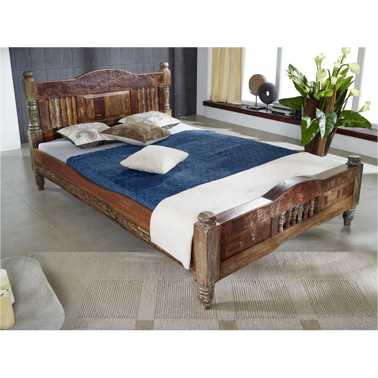 Bett Altholz 180x200x100 mehrfarbig lackiert FABLE #13 – Bild 2