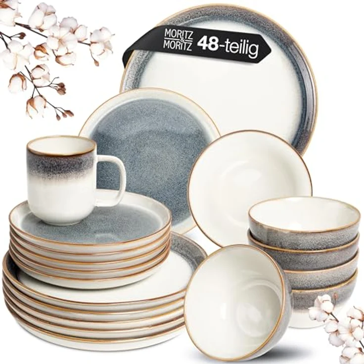 Moritz & Moritz Kombiservice TARENTO 48tlg Geschirr Set (48-tlg), 12 Personen, Steinzeug, Steinzeug Tafelservice – Bild 2
