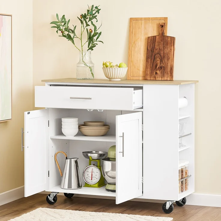 SoBuy FKW133-WN Kücheninsel, Spanplatte, Melamin, Weiß, 99 x 85 x 40 cm – Bild 5