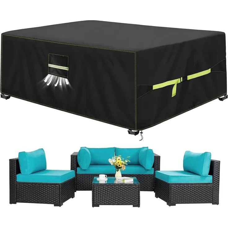VDISRR Abdeckhaube Gartenmöbel, 420D Oxford Abdeckhauben Für Tische 270 x 180 x 89 cm, Gartentische Schutzhülle mit Belüftungsöffnungen Wasserdicht, UV-beständig, Staubfest, Winterfest für Terrassenmöbel