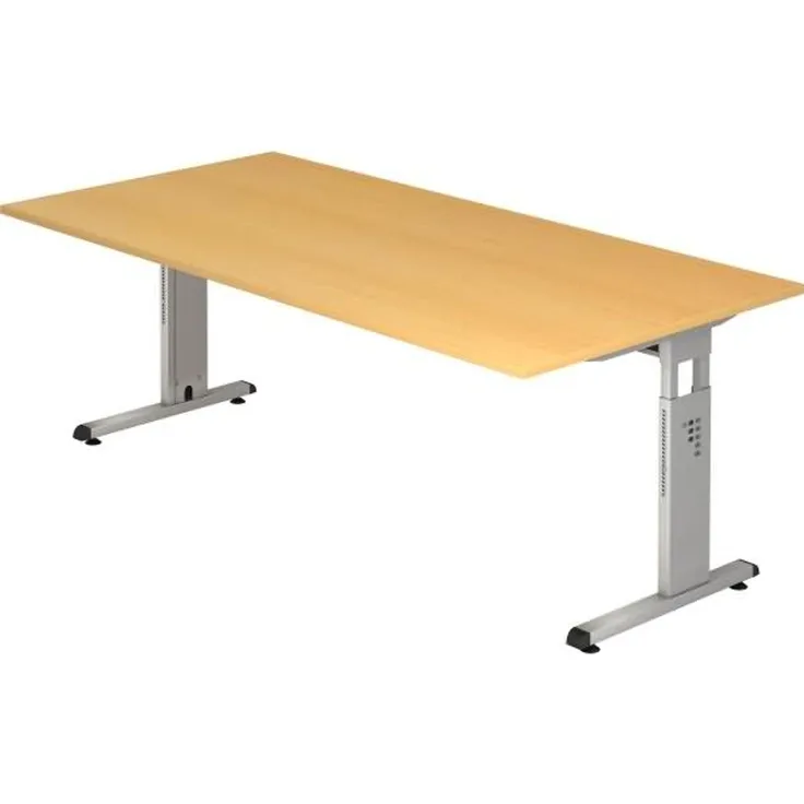 Schreibtisch OS2E C-Fuß 200x100cm Buche Gestellfarbe: Silber