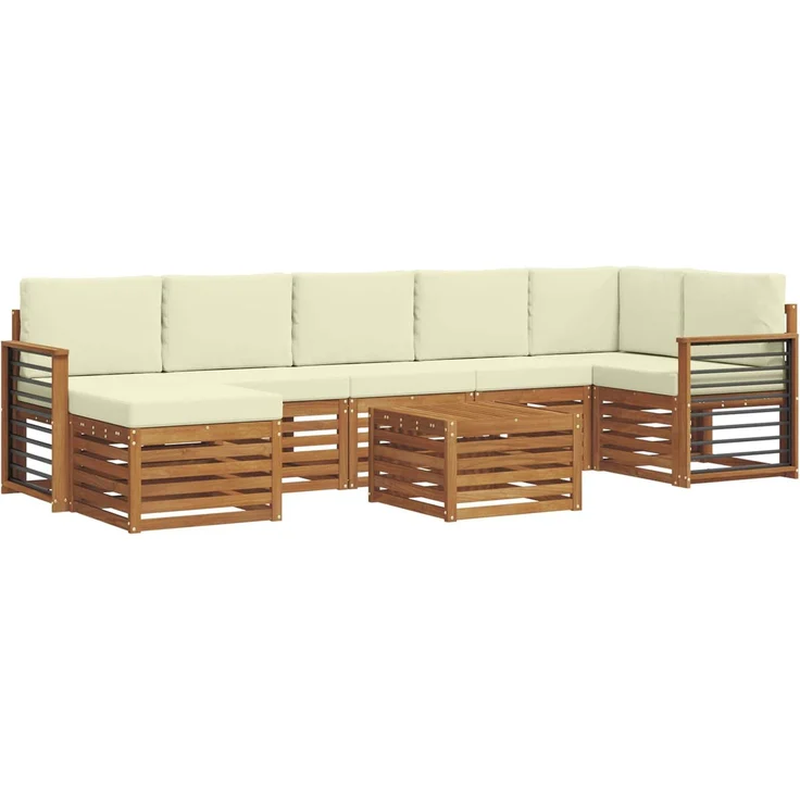 vidaXL Outdoor-Sofagarnitur 8 stk. 8-Sitzer Natur und Creme 3375220 – Bild 2