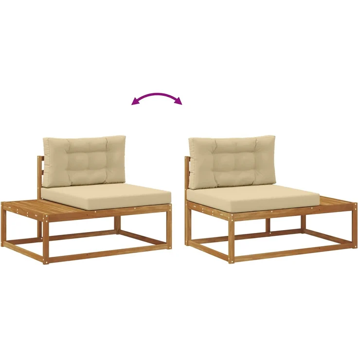 vidaXL Outdoor Endsofa mit Kissen Natur 115 x 83 x 73 cm 900555 – Bild 9