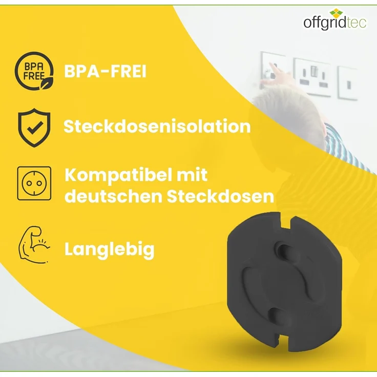Offgridtec 20x Kindersicherung fuer Steckdose mit Drehmechanik - Steckdosensicherung Schwarz Baby Kleinkind – Bild 6