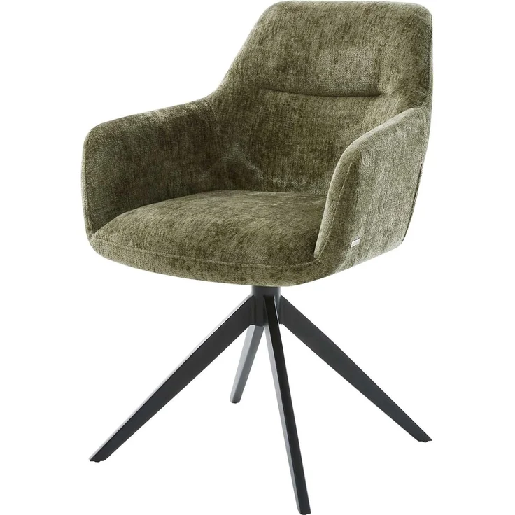 Drehstuhl Pejo-Flex Chenille Olive Kreuzgestell breit Schwarz 360° drehbar Wippfunktion Taschenfederkern – Bild 1