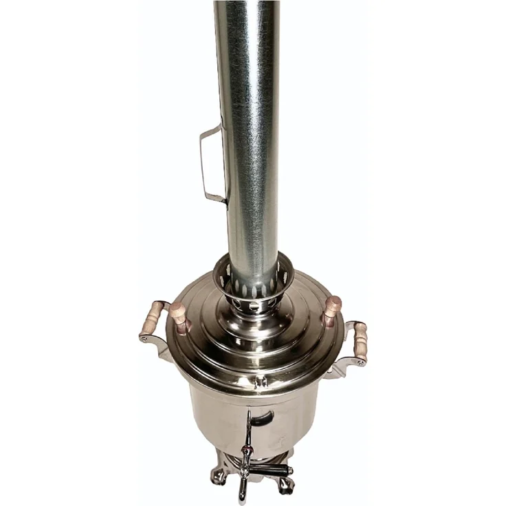 Grillpeter Holzkohle Samowar Edelstahl 5L mit Rauchrohr Teemaschine – Bild 10