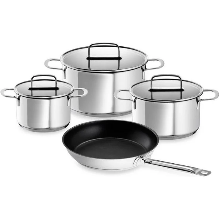 SCHULTE-UFER Topf-Set Industar, Edelstahl 18/10 (Set, 7-tlg, 3 x Topf, 3 x Deckel, 1 x Pfanne), Ø 16 / 20 / 24 / 28 cm – Bild 4