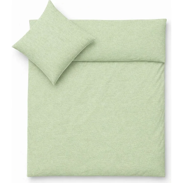 Julido Jersey Bettwäsche 155x220 80x80 Baumwolle Set Druckknopf weich Grün Melange – Bild 1