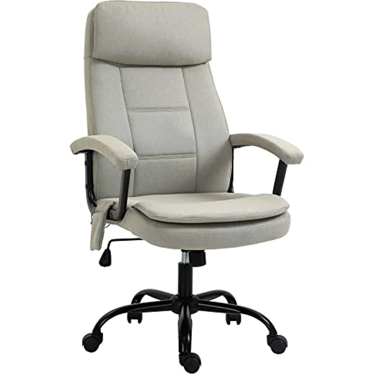 Vinsetto Massage-Bürostuhl, Beige, ergonomisch mit atmungsaktivem Webstoff und höhenverstellbar, Drehstuhl für Arbeitszimmer – Bild 1