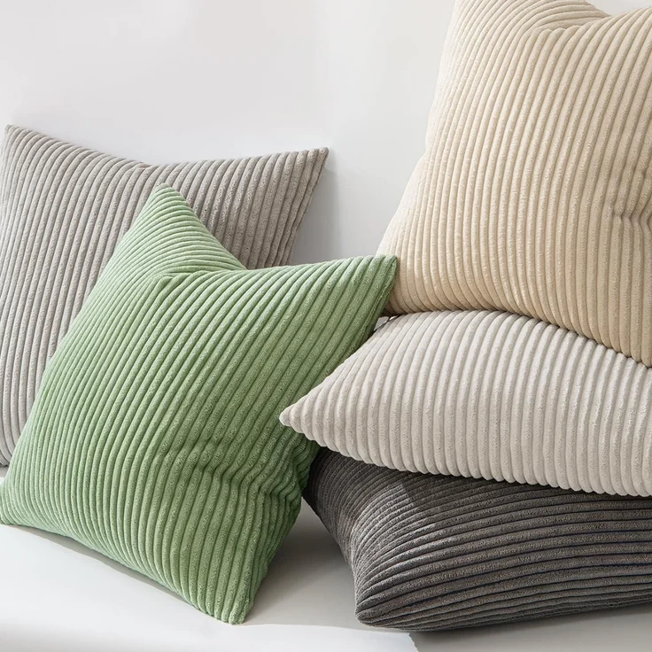 2er Set MIULEE Kordsamt Kissenbezüge 40x40cm Bohnengrün – Bild 5