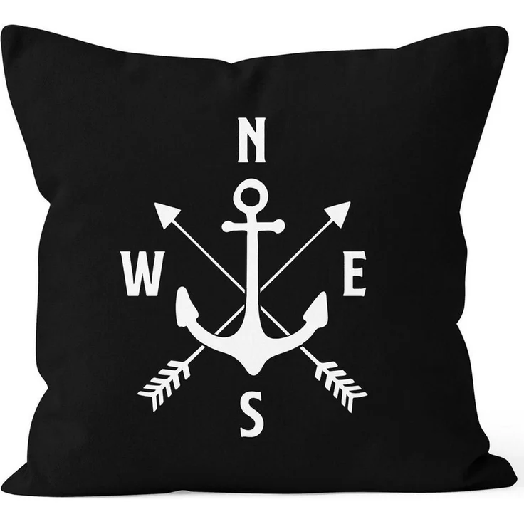 MoonWorks Dekokissen Maritimer Kissen-Bezug Anker Kompass Arrows Kissen-Hülle Deko-Kissen Baumwolle MoonWorks® – Bild 1