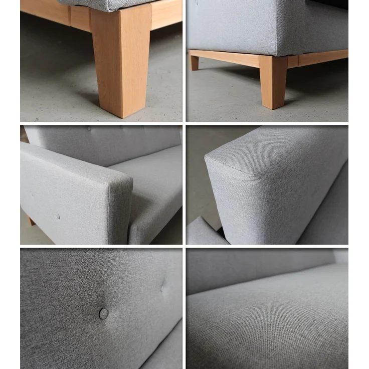 Sofa Wood mit Schlaffunktion - Schlafsofa mit Bettkasten, Bettsofa, Massivholz, Polstersofa mit Holzfüße (Pink (Twist 16)) – Bild 5