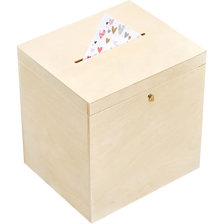 Creative Deco Dekokiste Kartenbox Hochzeit 29x25x30 cm Geschenkkarten Box Geldbox Briefbox, mit Deckel, Schloss und Schlüssel