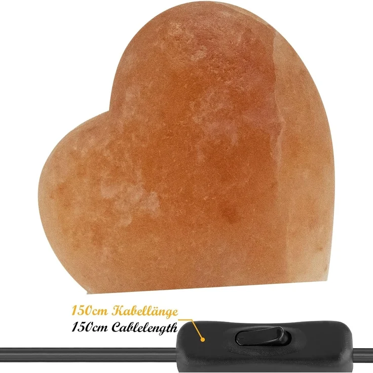 GLOBO LIGHTING Salzkristall-Tischlampe STONE, ohne Leuchtmittel, Salzstein, Dekolampe, Dekoleuchte, Herzform, Valentinslampe – Bild 6