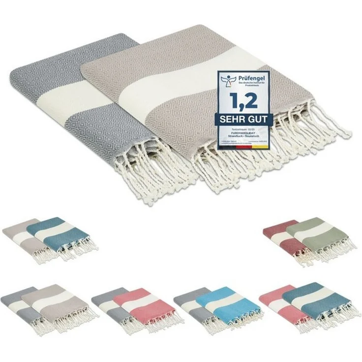 furora HOLIDAY Strandtuch groß 100x200 cm Strand Tuch, aus Baumwolle, Hamamtuch Badetuch, leicht, lang, dünn & kompakt – Bild 4