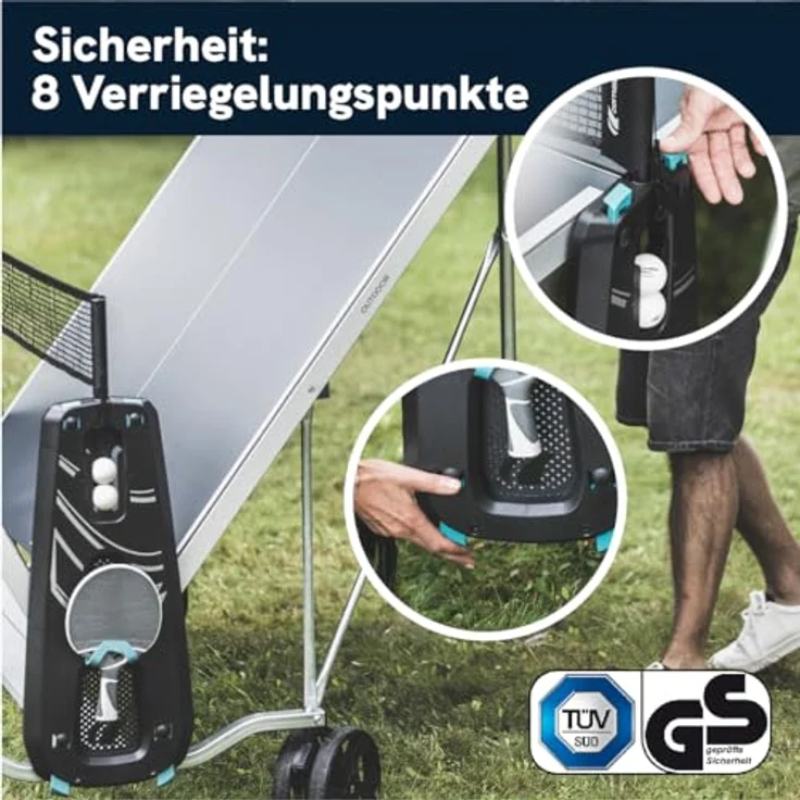 Cornilleau Outdoor Tischtennisplatte 100X, wetterfeste Klapptischplatte mit Push'n'Lock Mechanismus, schwarz – Bild 3
