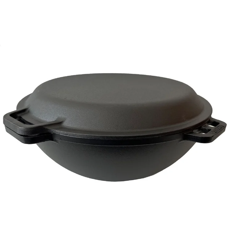 Grillpeter Utschak Set Asamat schwarz, Kazan 15 Liter Gusseisen Pfannendeckel – Bild 7