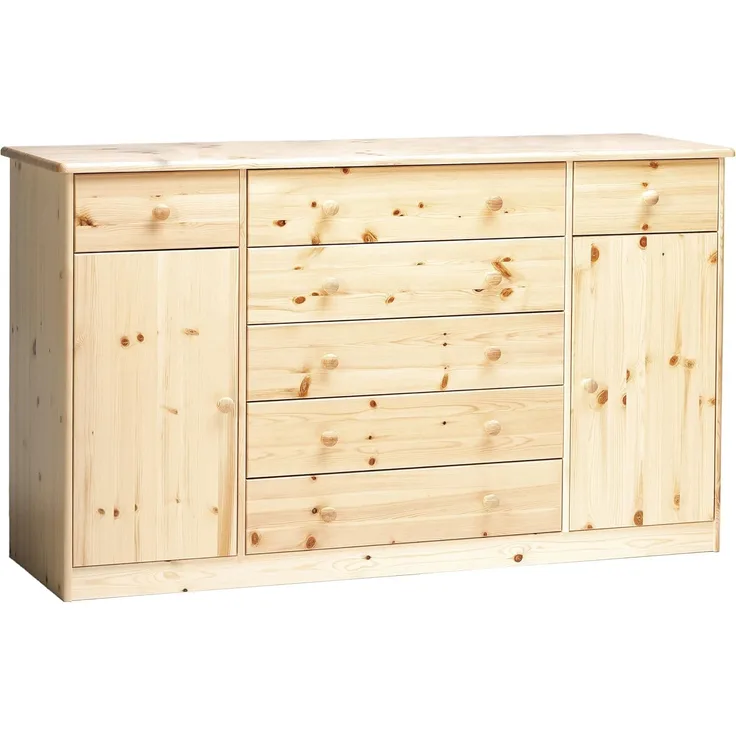 Erst-Holz Kommode Highboard Anrichte Sideboard Kiefer natur 7 Schubladen, 2 Türen 90. 50-31