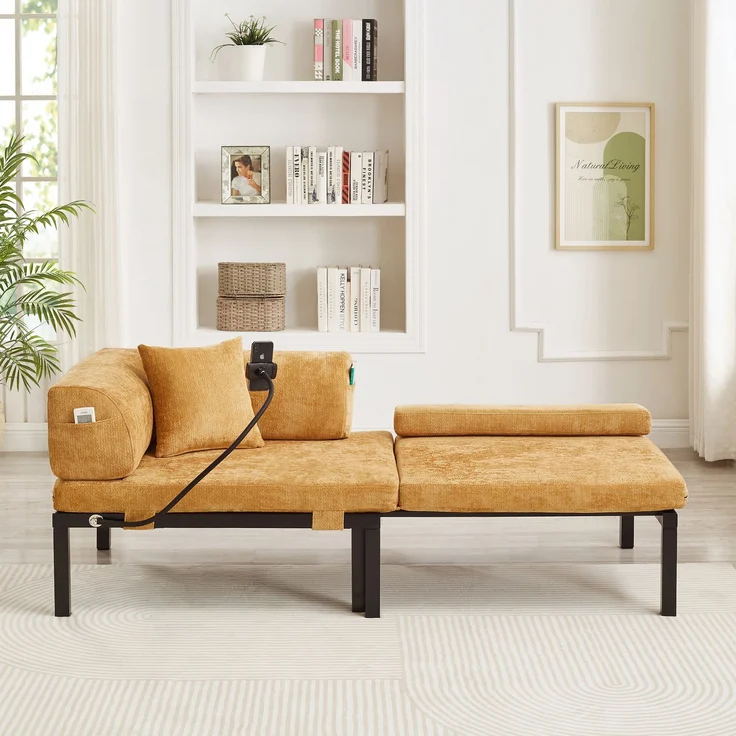 ZUBALIYA Sofa, für Wohnzimmer und Apartments, mit stabilem Untergestell, für den täglichen Gebrauch, für funktionale Raumgestaltung, Natur – Bild 1