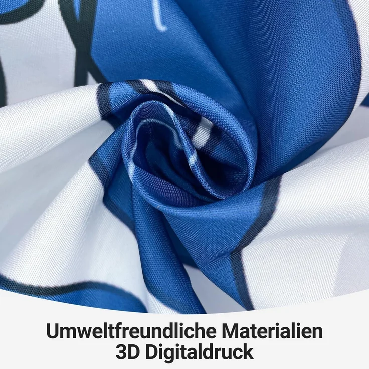 Lerores Duschvorhang 240x200cm Blaublatt Antischimmel Polyester Stoff 16 Ösen – Bild 3