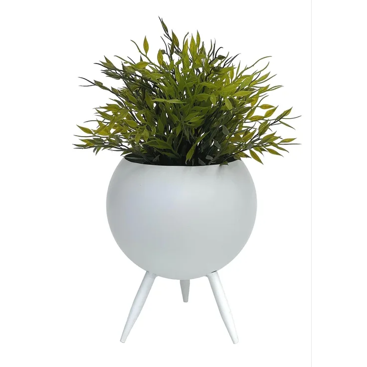 DanDiBo Blumenhocker Metall mit Topf Weiß 23 cm Blumenständer 96259 M Blumensäule Modern Pflanzenständer Pflanzenhocker