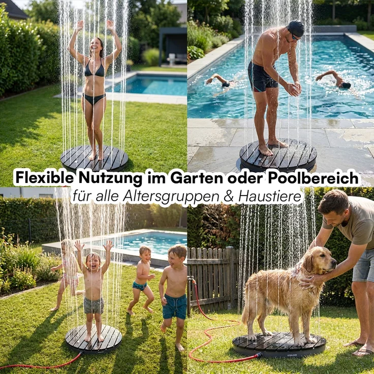 STEELSØN 'Samaya' Bodendusche rund, Gartendusche anthrazit/grau, Campingdusche wetterfest, Saunadusche, Fontänenhöhe bis zu 4m, inkl. Fußrad – Bild 8
