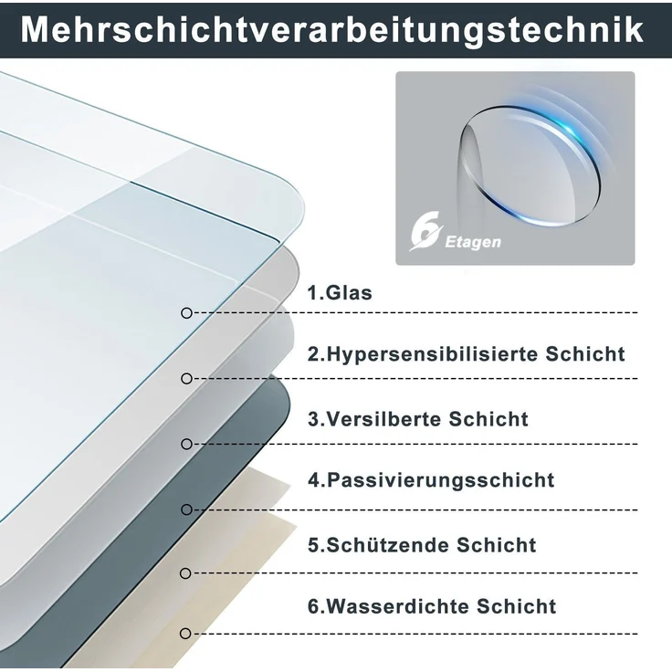 ZMH Runder Badezimmerspiegel mit Beleuchtung – 60 cm runder Wandspiegel LED IP44 runder Badezimmerspiegel mit Touch-Schalter und Antibeschlagfunktion – Bild 7