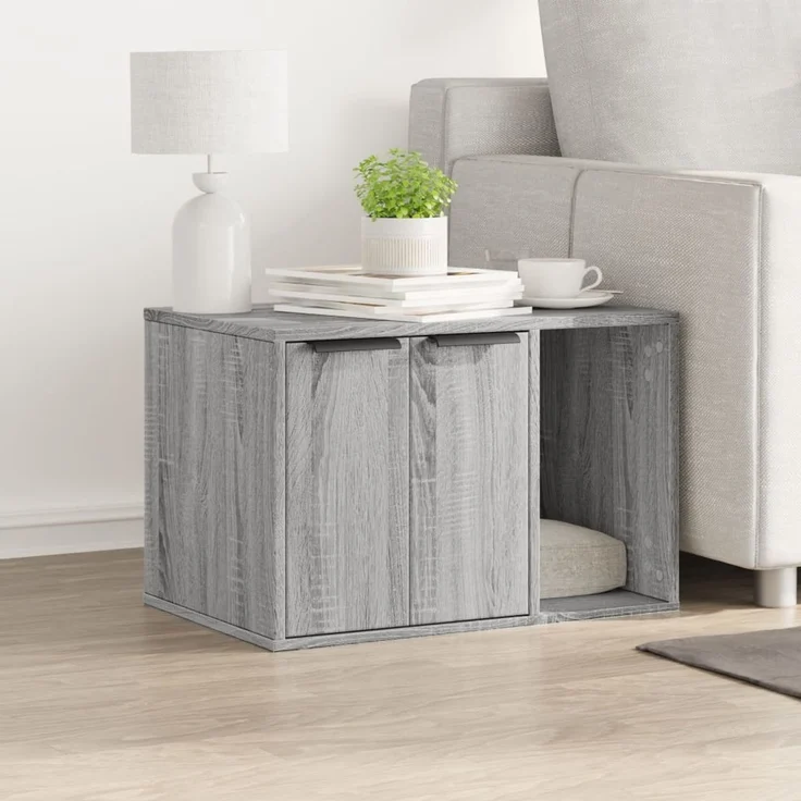 vidaXL Katzenklo Grau Sonoma 60x40x40 cm Holzwerkstoff 857729 – Bild 3