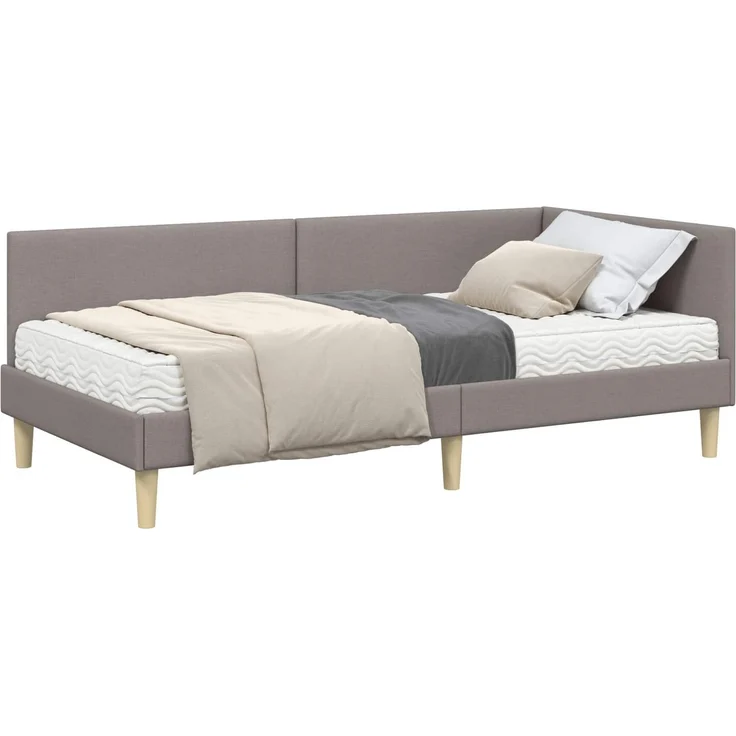 vidaXL Eckbettgestell mit Matratze 2 stk. Taupe 90 x 200 cm Stoff 3393746 – Bild 2