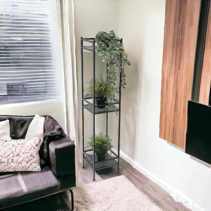 DanDiBo Standregal Schwarz Metall Schmal Stehend 3 Ebenen 110 cm Regal Küche Küchenregal 96485 Metallregal Eisen Modern – Bild 6