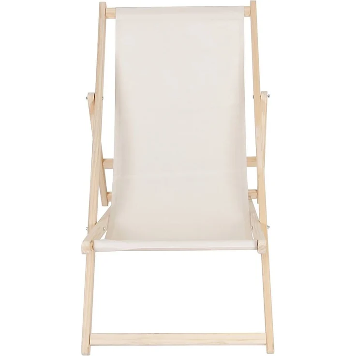 Sonnenliege Beige Strandmöbel Campingstuhl Holz klappbar Faltsitz Balkonsessel – Bild 3