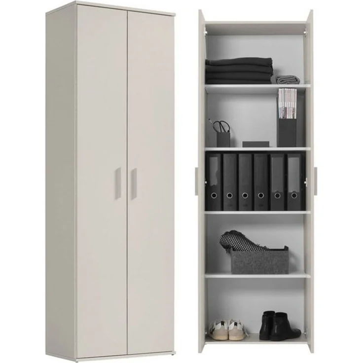 mokebo Mehrzweckschrank Der Lange (60x180 cm, mit 4 Einlegeböden) Schuhschrank, Aktenschrank, Flurschrank in Beige Grau – Bild 4
