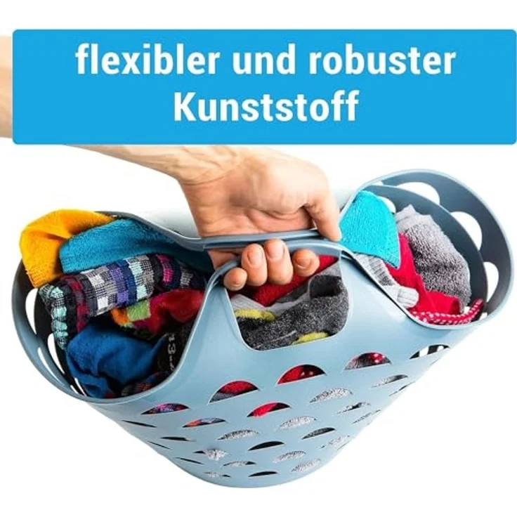 Centi Wäschewanne Flexi Wäschekorb mit Griffen, robust, bunt, vielseitig (3er-Set), Waschschüssel mit Griffen – Bild 4