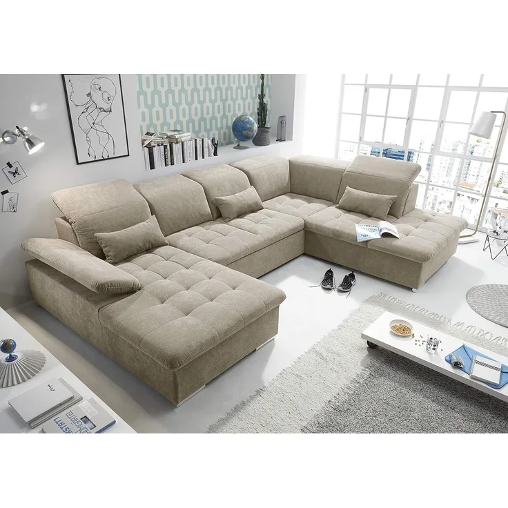 Wohnlandschaft Wayne von ED Exciting Design – Hochwertige Couchlandschaft in U-Form mit Schlaffunktion, Bettkasten und moderner Farbauswahl. Hochwertiges Material Uran für Langlebigkeit und Komfort