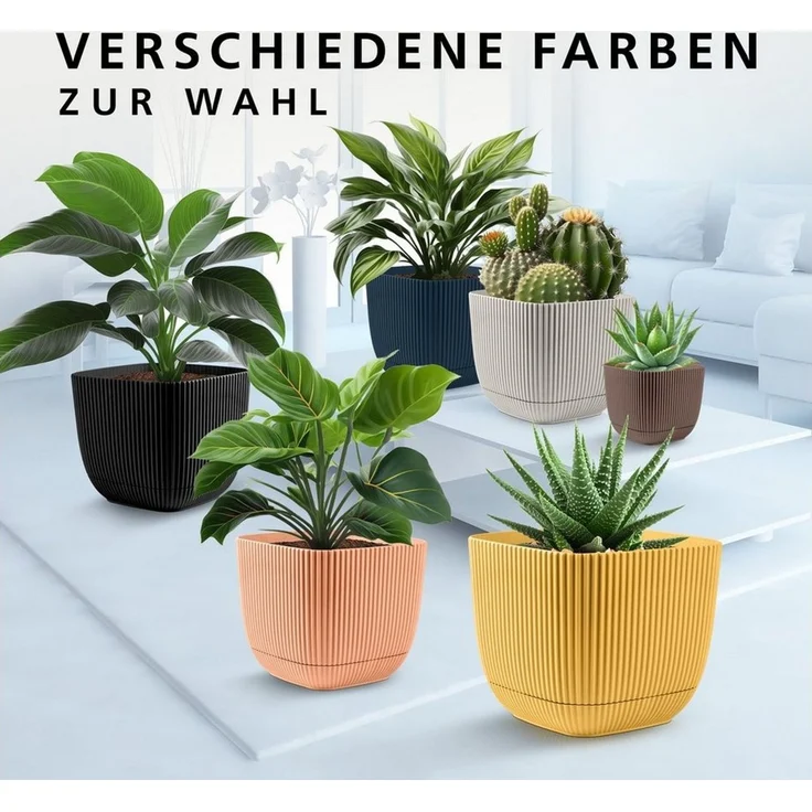 KONZEPT Blumentopf Blumentopf mit Untersetzer, Übertopf Kunststoff, 2IN1 – Der fest integrierte Untersetzer sammelt überschüssiges Wasser – Bild 3