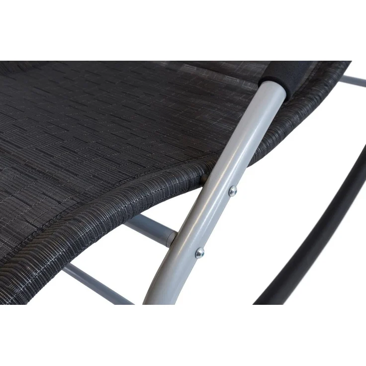 Garden Pleasure Gartenliege Schaukelliege NAXOS Stahl & Kunststoffgewebe schwarz 160x62x90 cm – Bild 3