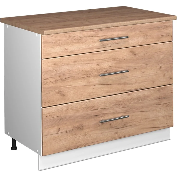 Küchenunterschrank Fame-Line Goldkraft Eiche/Weiß 100 cm, AP Eiche Vicco – Bild 1
