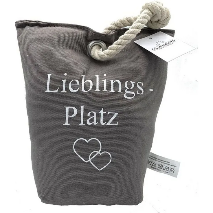 LB H&F Lilienburg Türfeststeller Türstopper Türdämpfer Türfeststeller Fensterstopper Grau Herz (schwer Stoff Sack Vintage (Lieblingsplatz), Lieblingsplatz
