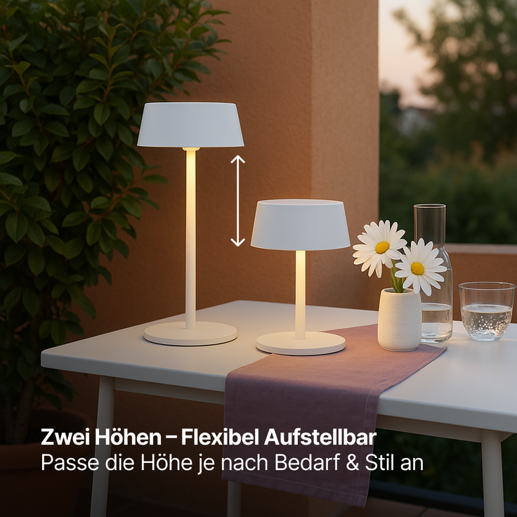 Brilliant Picco Solar Tischlampe Outdoor 30cm Weiß - LED Außentischleuchte mit USB & Akku, Dimmbar in 3 Stufen, IP44 Wassergeschützt – Bild 5