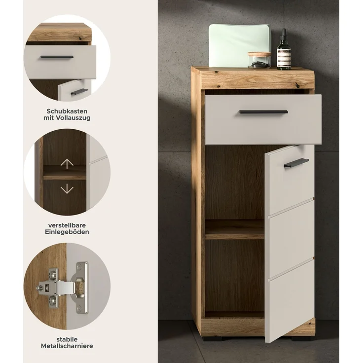 Standschrank B/H/T: 37x88x31 cm in Evoak Oak Nachbildung – Bild 7