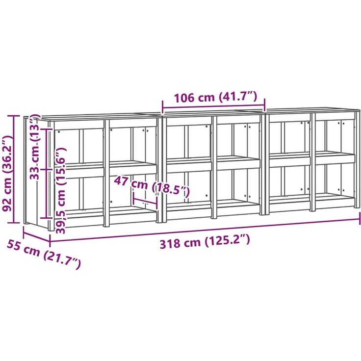 vidaXL Außenküchenschrank MEPPEL 3 stk. Weiß 318 x 55 x 92 cm 3443813 – Bild 7